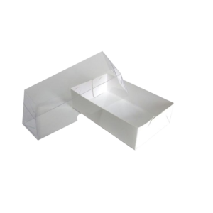  CAIXA DE ACETATO C/T TRANSPARENTE 13X8X3,5 RET BRANCO C/10 UNIDADES