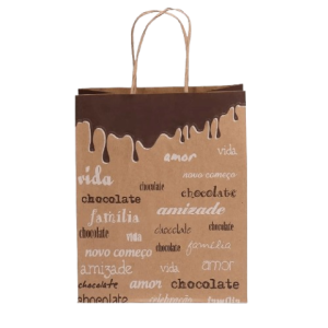 SACOLA PAPEL KRAFT PASCOA PALAVRAS 23,5X17X28 C/10 UNIDADES